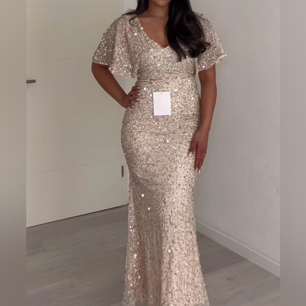 Elegant champagne sequin dress